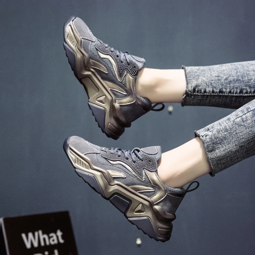 $26.9 Bimuduiyu Women Sneakers Chunky Platform Casual Vulcanize Shoes Designer Old Dad Female Fashion