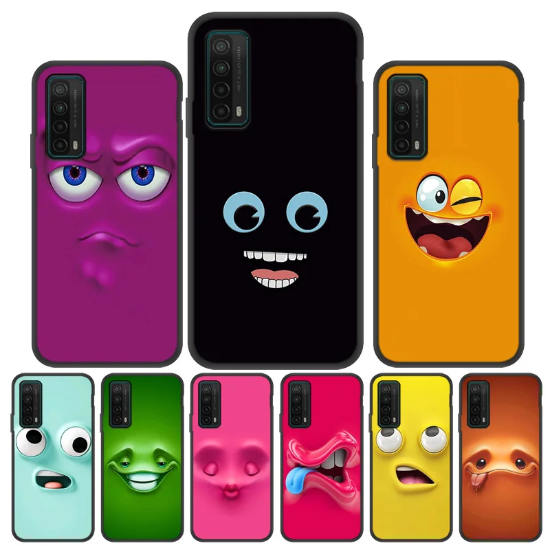 P Smart 2019 2021 Case 3D Funny Face Soft Cover For Huawei P20 P30 P40 Lite P10 Pro Y7 Y6 Prime Y5 2019 Mate 20 Nova 3E Coque