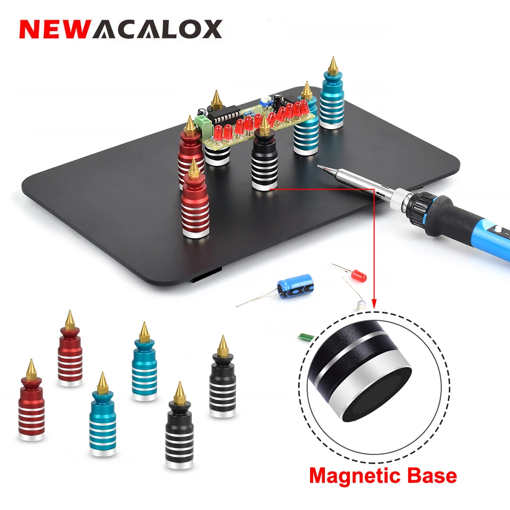 Magnetic Base PCB Board Fixing Clip Holder circuit board fixture soldering tool soldering station soldering helping hands welding tool NEWACALOX Soldering Station Welding Assistant Flexible Arm Solder Third Hand Tool