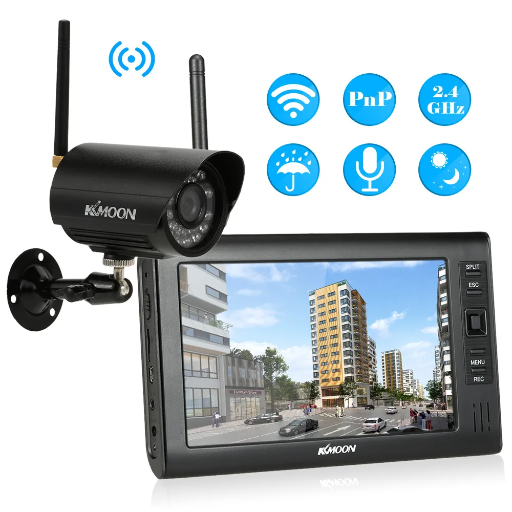 

Digital Wireless DVR with 7" LCD Monitor + IR LED Night Vision Camera 24hours Video Recording SD Card Slot Surveillance System