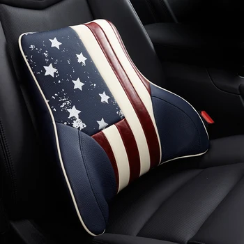 

US Fashion Home Office Leather Waist Support Memory Cotton Car Seat Waist Cushion Universal Fit for BMW Benz Audi Jeep Buick