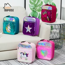 Snailhouse Детские Бутылочки для молока с блестками теплоизоляционные сумки детские обеденные сумки портативные лазерные стеганые Изолированные сумки для ланча