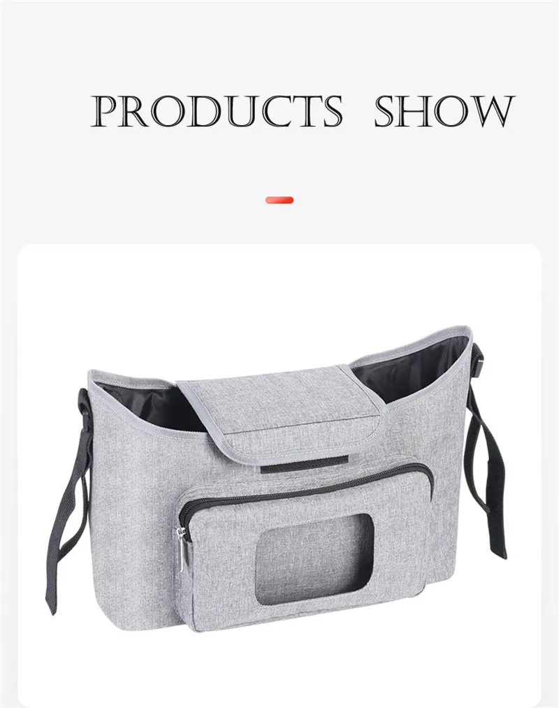 Universal Grey Baby Stroller Organizer With Hook Mommy Travel Diaper Bags Baby Carriage Pram Buggy Cart Bottle Bag Accessories