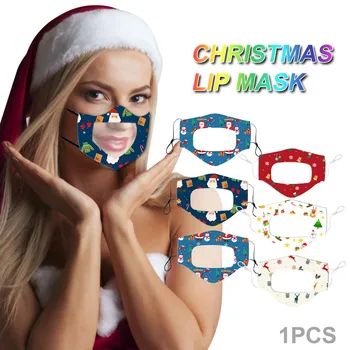 

Adult Fashion Christmas Print Masks Transparent Visible Lip Face Mask Mascarilla Reutilizable Mondkapjes Herbruikbaar Mascherine