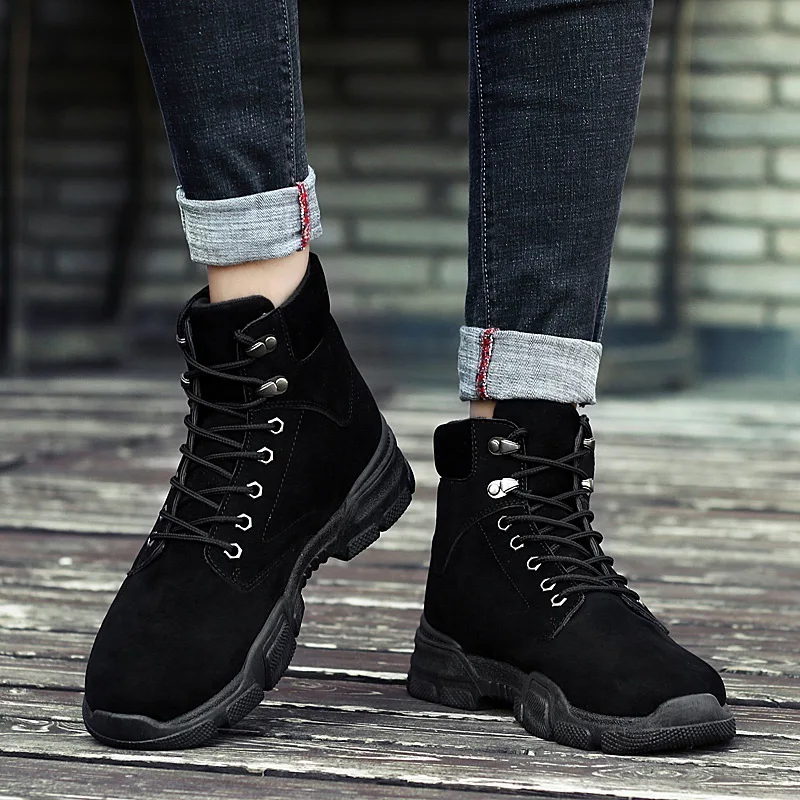 

Autumn & Winter plus Velvet Martin Boots Men's Trend England MEN'S Shoes Desert Short Boots zhong gao bang Cotton-padded Shoes W