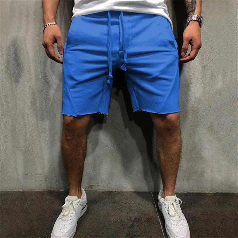

Men Shorts Wild Style Solid Color Ripped Short Pants Jogger Workout