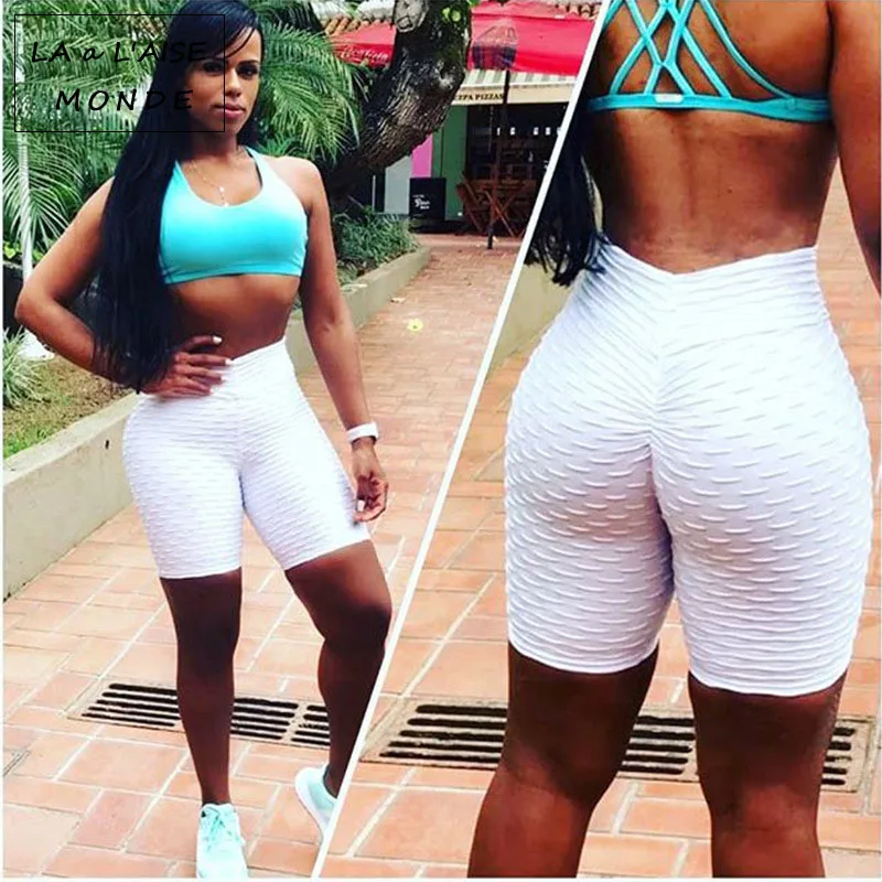 Сексуальные модные жаккардовые фитнес шорты с высокой талией спортивные шорты пять шорты разноцветные спортивные шорты