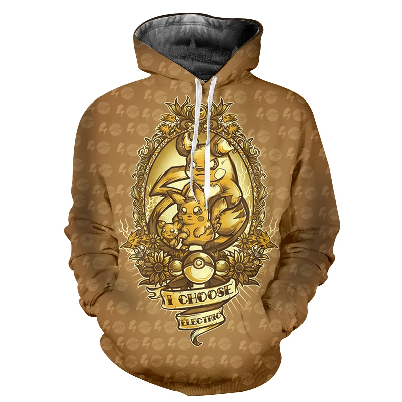 Electric Hoodie Мужская толстовка с капюшоном, толстовки, Женская Мужская толстовка с капюшоном, аниме, драконий жемчуг, Покемон, электрическая огненная трава, вода, 3D принт, модная куртка с капюшоном - Цвет: Electric Hoodie