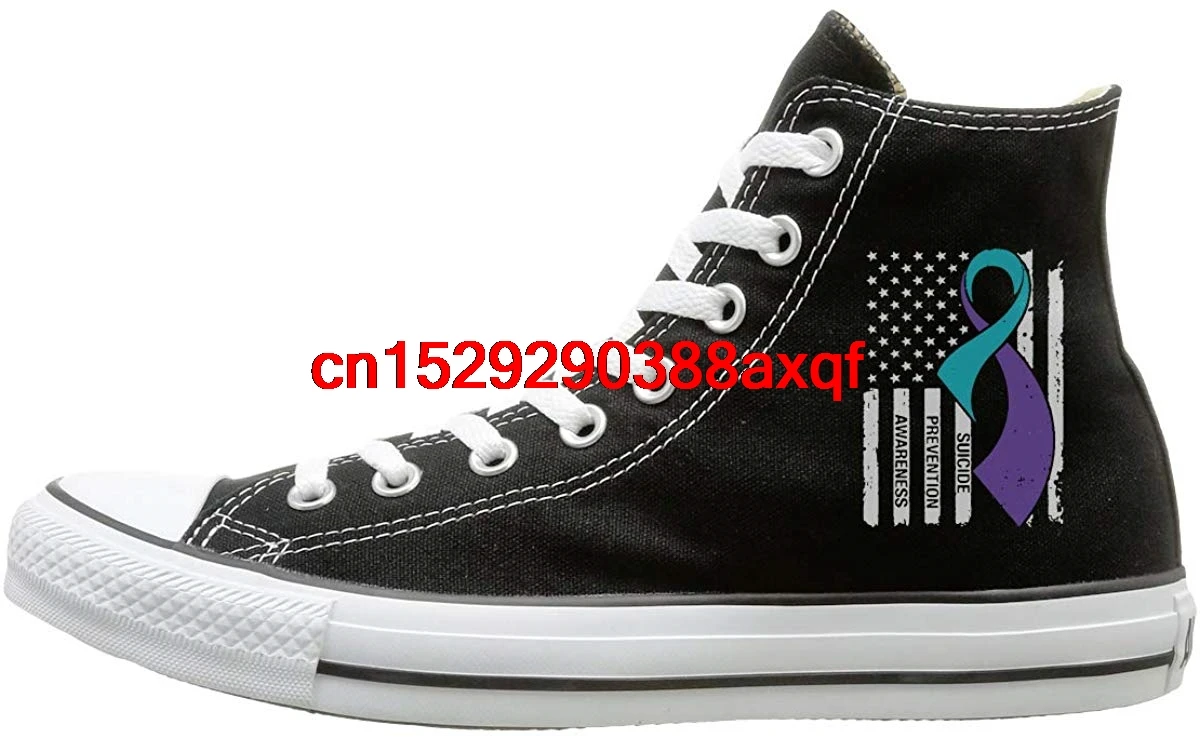 

Canvas Shoes Suicide Prevention Awareness Flag Casual High-Top Lace Ups Canvas Sneakers For Men's Women's