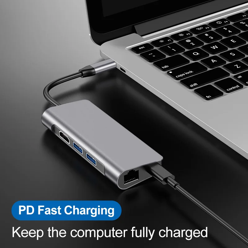 Высокая хаб передачи данных SD/TF карты 7 в 1 концентратор USB TYPE C с 4K HDMI 2 портами