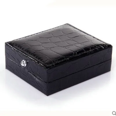 

Cufflinks Box Top Grade Gift Box Imitation Alligator-Skin Black Box 1 Box Postage to Pay