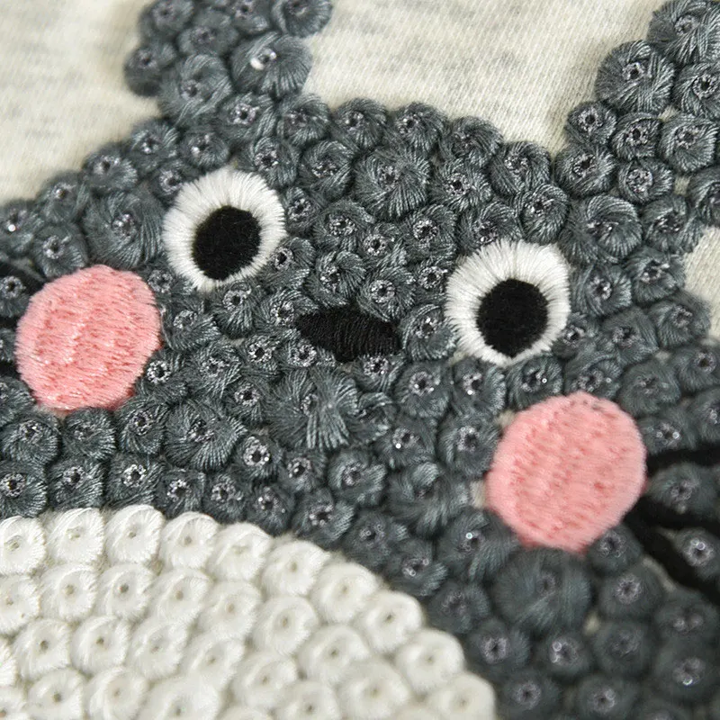 Новинка Kawaii Totoro, Женская хлопковая толстовка, вышивка в виде животных, Осень-зима, повседневная верхняя одежда, пуловер, спортивный пуловер с круглым вырезом, женские пуловеры