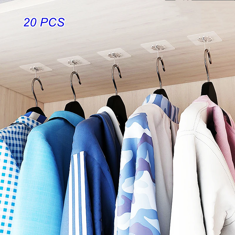 

20Pcs Transparent Strong Self Adhesive Door Wall Hangers Hooks Suction Heavy Load Rack Cup Sucker for Kitchen Bathroom