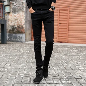 

Mens Skinny Jeans 2018 New Classic Male Fashion Designer Elastic Straight Black Jeans Pants Slim Fit Stretch Denim Jeans