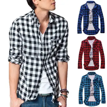 

Men 's Loose Plaid Shirt Casual Jacket Student Shirt Plaid Long Sleeve Shirt Spring And Autumn Loose Color Matching Male Shirt