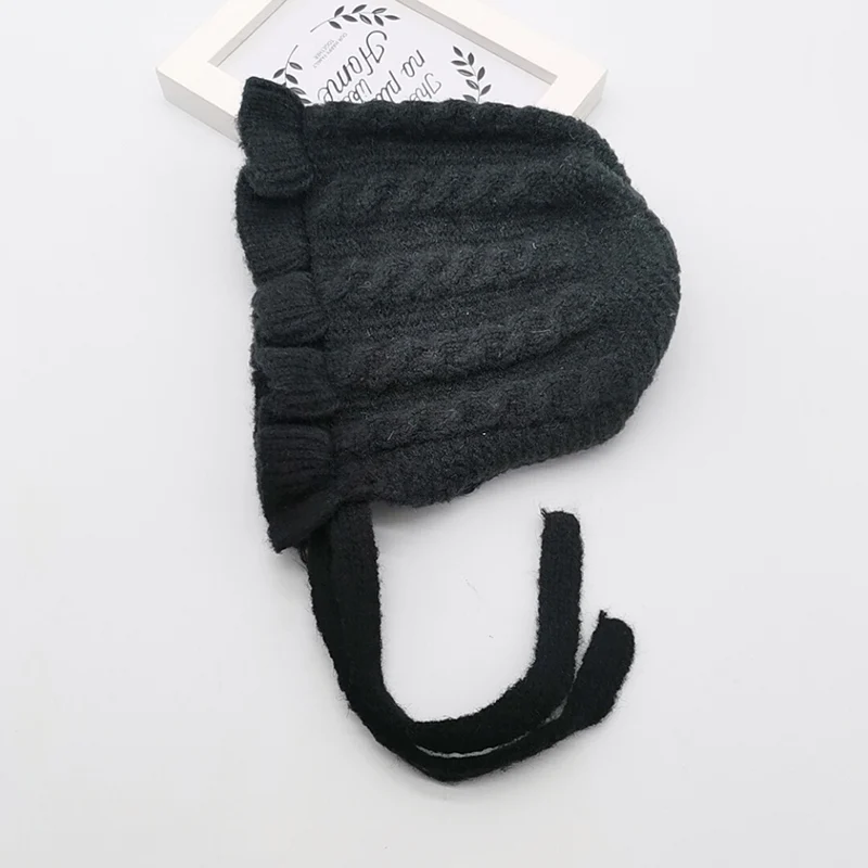 Winter Children Newborn Kids Baby Girls Toddler Solid Print Hats With Ruffle Design Casual Cute Caps Headwear Baby Hats