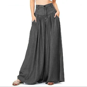 

Plus Size 5XL High Elastic Waist Wide Leg Pant Women 2019 Summer Casual Fashion Loose Maxi Trousers Bottoms Pantalon Palazzo