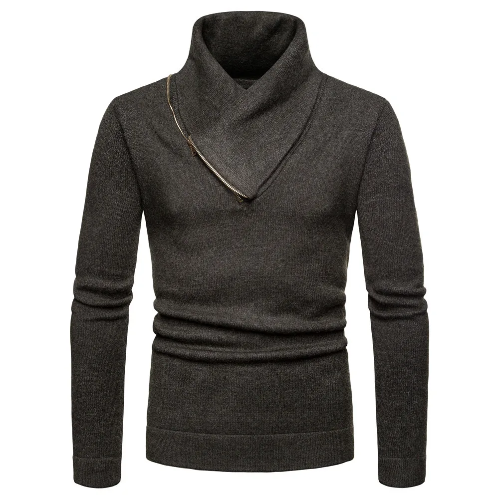 

MJARTORIA Sweater Pullover Men 2018 Male Brand Casual Slim Sweaters Men Solid Color High neck Men's Sweater for Autumn Winter