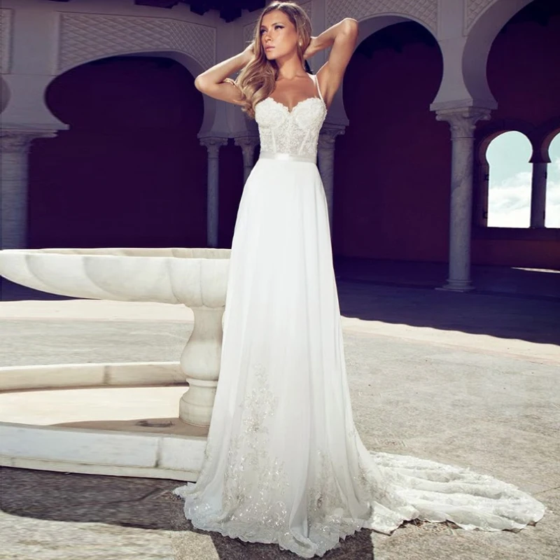 New Arrival Empire Chiffon Lace Beading A-Line Wedding dresses Vestido de noiva Cheap wedding dress