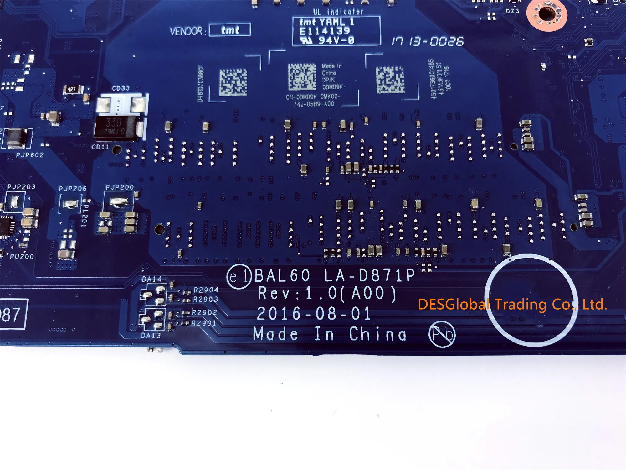low cost  BAL60 LA-D871P For DELL inspiron 14 5468 5468D 5566 Laptop Mainboard Motherboard SR2ZW i3-7100U CPU