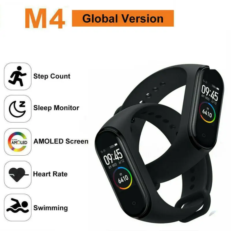 Miband 4 стиля Bluetooth 5,0 музыка M4 Спорт Смарт часы браслет хит фитнес трекер Глобальная версия браслет кровяное давление