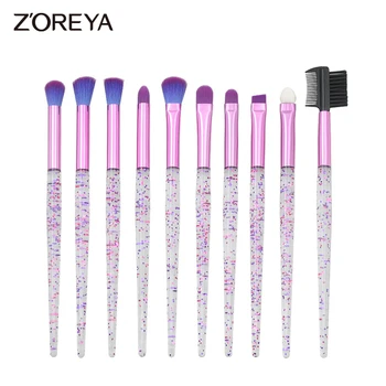 

Zoreya 10Pcs Transparent Eye Shadow Makeup Brushes Mermaid Synthetic Hair Cosmetic Set Concealer Blending Makeup Eyebrow Tools