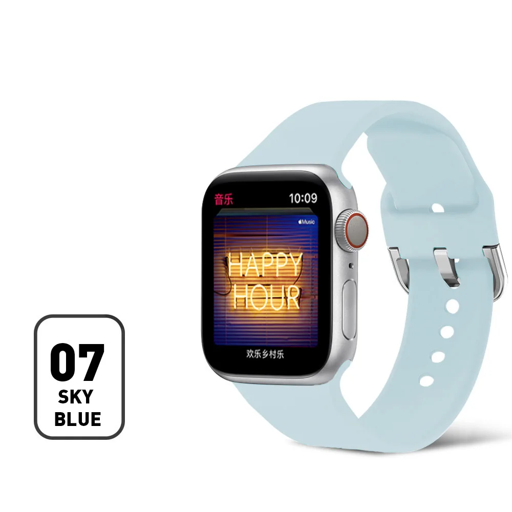 Спортивный силиконовый ремешок для наручных часов Apple Watch, ремешок 42 мм, 38 мм, 40 мм 44mmBracelet ремешки наручных часов Iwatch, Series5/4/3/2/1 наручный ремешок для часов - Цвет ремешка: 7