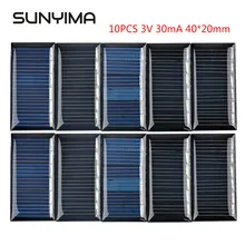 SUNYIMA 10Pcs 3V 30mA Polycrystalline Solar Panels 40*20mm Mini Solar Cells Module Sunpower for DIY Solar Battery Charger Painel