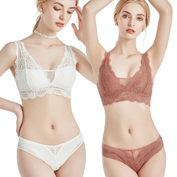 

2 sets Fashion Sexy Bra set Women's push up Lace Underwear Panties Thin breathable bra set Jacquard Sexy Underwear Free Shipping