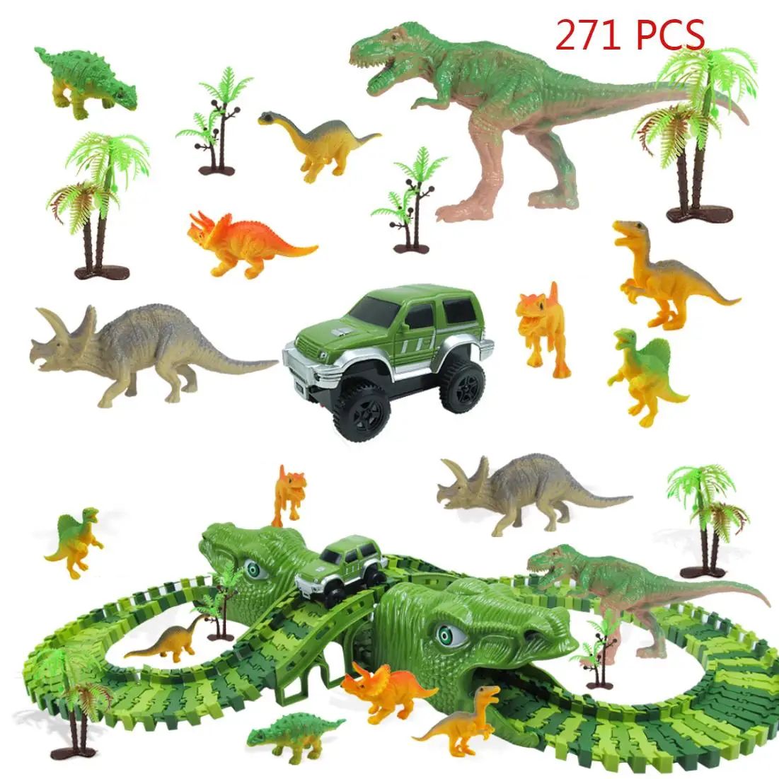 

Dinosaur Railway Toy Car Track Racing Educational Bend Flexible Race Light Flash Kids DIY Birthday Gift Children Assembled Toys