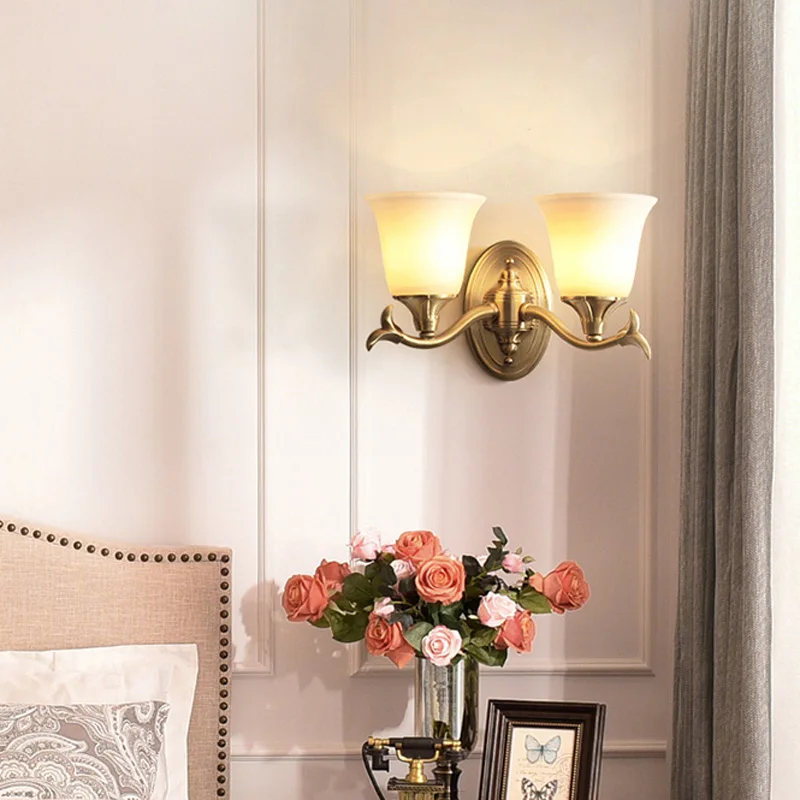 

Modern Wall Lamp Sconce Bronze Wall Light Glass Dining Bedroom 2PCS E14 LED Bulb Restaurant Aisle Corridor Pub Cafe Wall Lights
