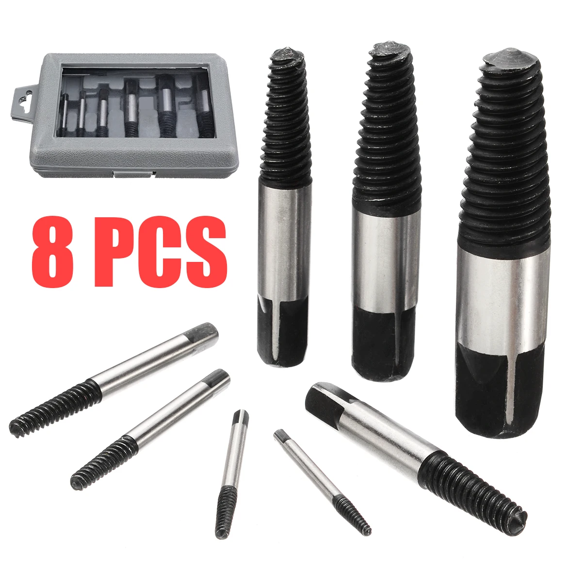 

8pcs/set Screw Remover Assortment Kit 4mm-45mm Drill Bit Center Guide Broken Damaged Easy Out Bolt Screw Remover Extractor Tools