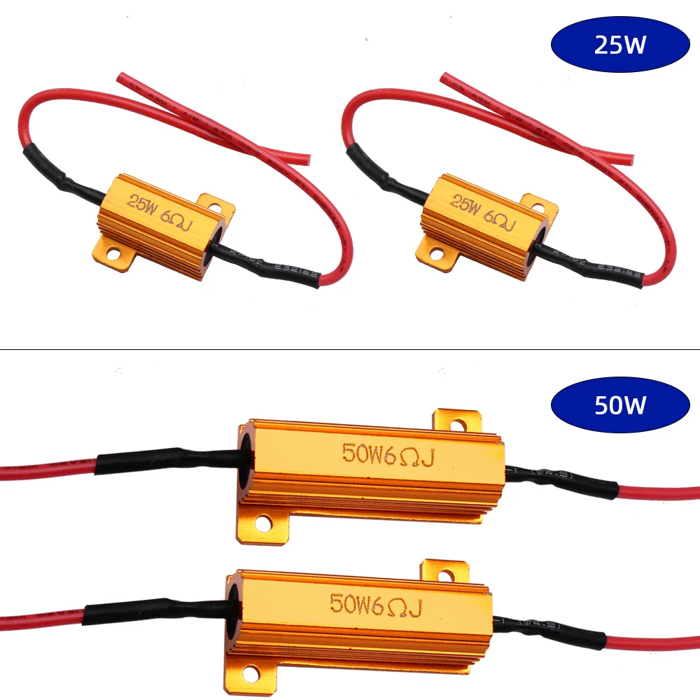 Pair Of 50W 6Ohm Load Resistor Fix LED Bulb Fast Hyper Flash Turn Signal Blink 