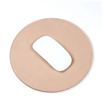 

Cushion PU Leather Solid Mouse Pad Soft Smooth Surface Round Shape Universal Gaming Non Slip Home Office Waterproof Noiseless