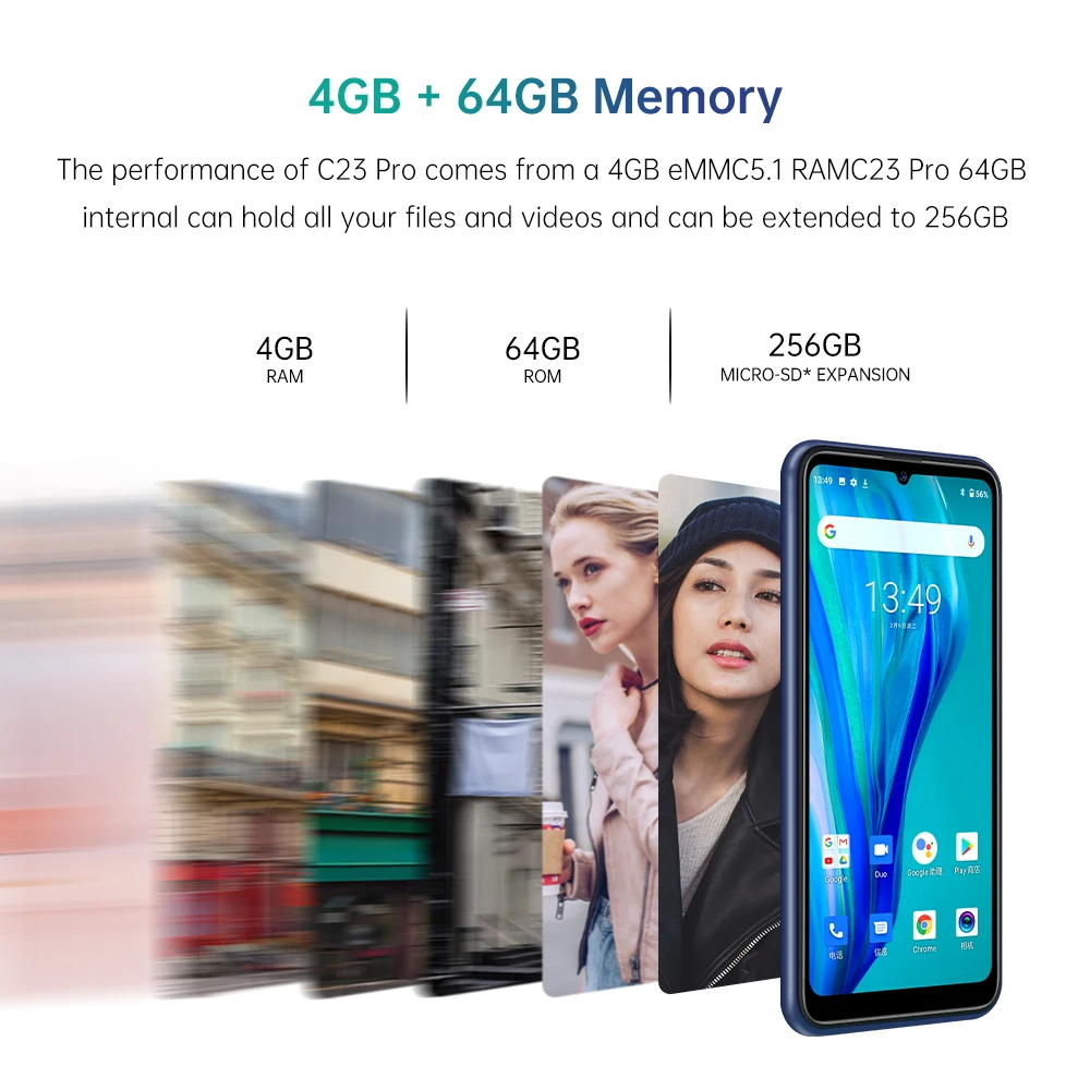 Oukitel C23 pro Mobile Phone 6.53 inch 4GB+64GB 5000mAh Android 10 Smartphone 4G LTE 8PM/13PM Camera Cellphone