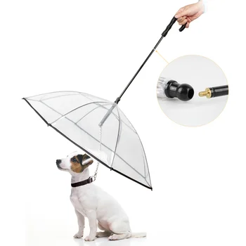 

Pet Dog Umbrella Pet Umbrella with Leash Transparent Pet Umbrella Portable Built-in Leash Waterproof In Rain Snowing