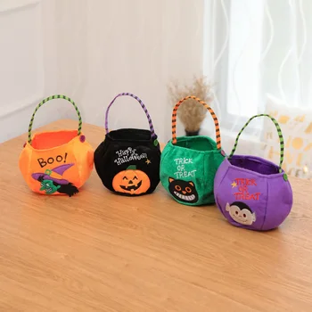 

4PCS Candy Bag Felt Cloth Practical Lovely Portable Durable Gift Bags for Halloween Party Chocolate Candies