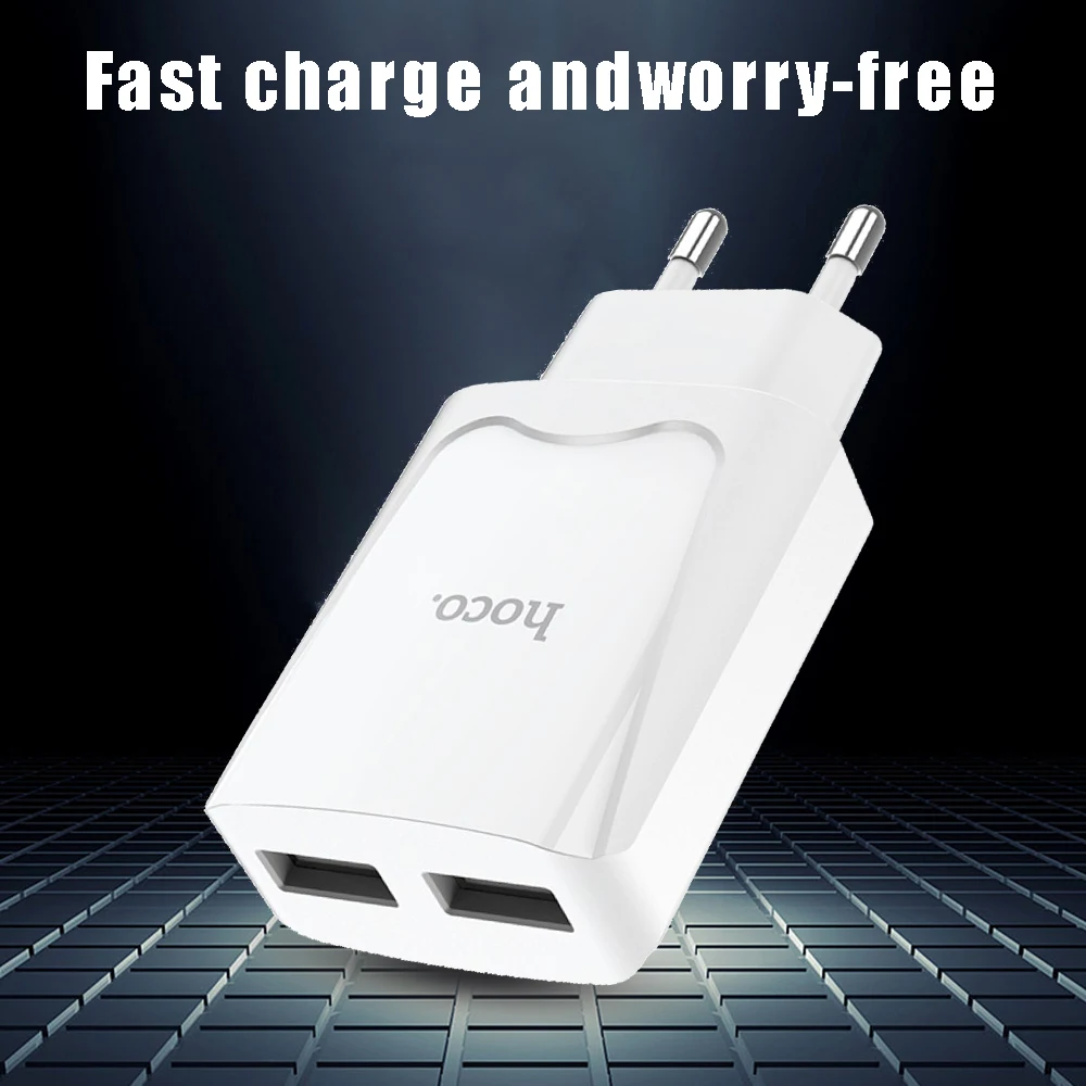 HOCO Mini Double USB Charger Plug 2-Port USB Power Adapter Wall Charger Travel Charging Cable 2.1A