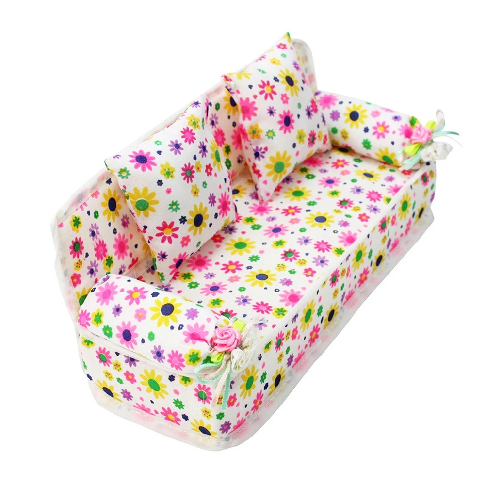 2020 Hot Sale Mini Sofa Furniture Toy Flower Pillows for Doll House 20cm + 2 Accessories | Игрушки и хобби
