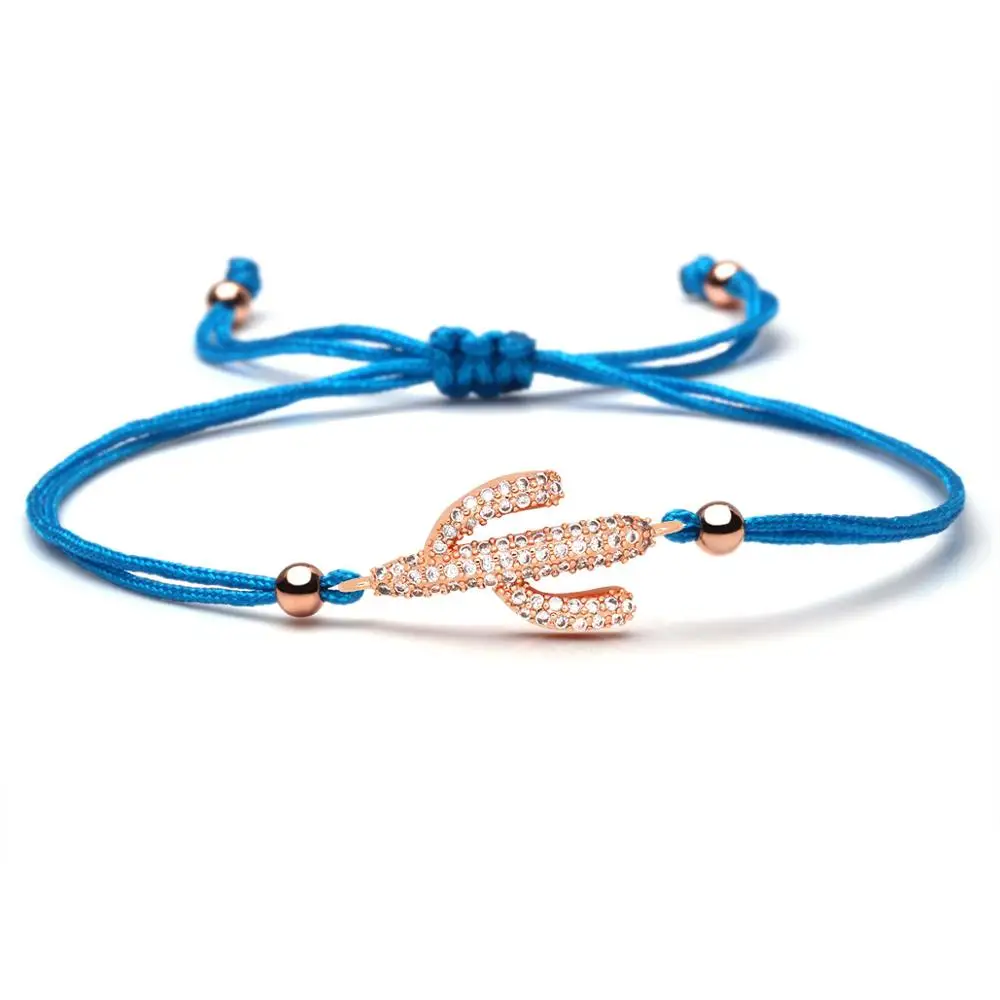 Браслет с подвеской в виде кактуса из меди белыми фианитами для мужчин и женщин