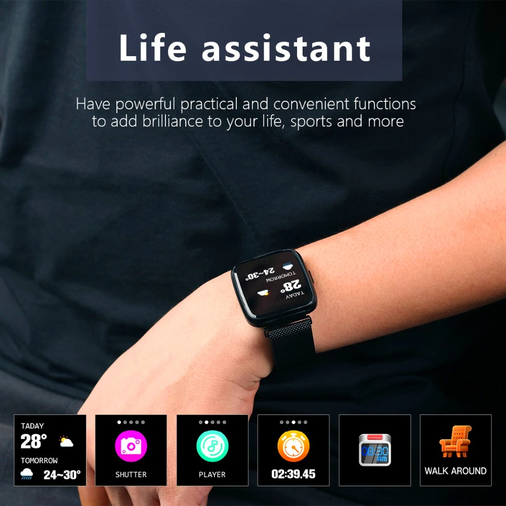 New Y7 Long Standby Time Smart Watch Blood Pressure Oxygen Smartwatch Waterproof BT4.0 Heart Rate Monitor for IOS Android