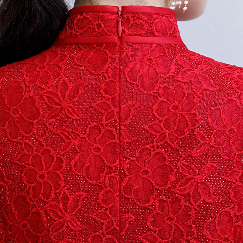 Сексуальное Кружевное Чонсам с высоким разрезом ручной работы на пуговицах Qipao китайское элегантное вечернее платье тонкое длинное Qipao