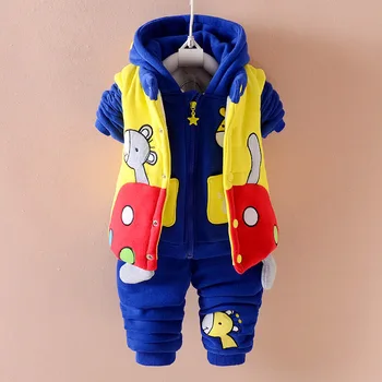 

2019 Winter Baby Boy Clothing Sets Baby Suits Thicken 3 Pieces Sets Infant Clothes Toddler Sutis Warm Jacket Coat With Velvet