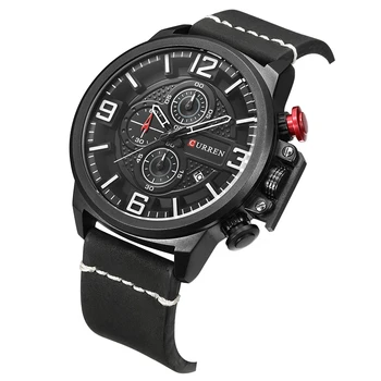

CURREN Sports Watches Fashion Chronograph Military Quartz Date Men's Wristwatch Leather Strap Waterproof Male Clock Reloj Hombre