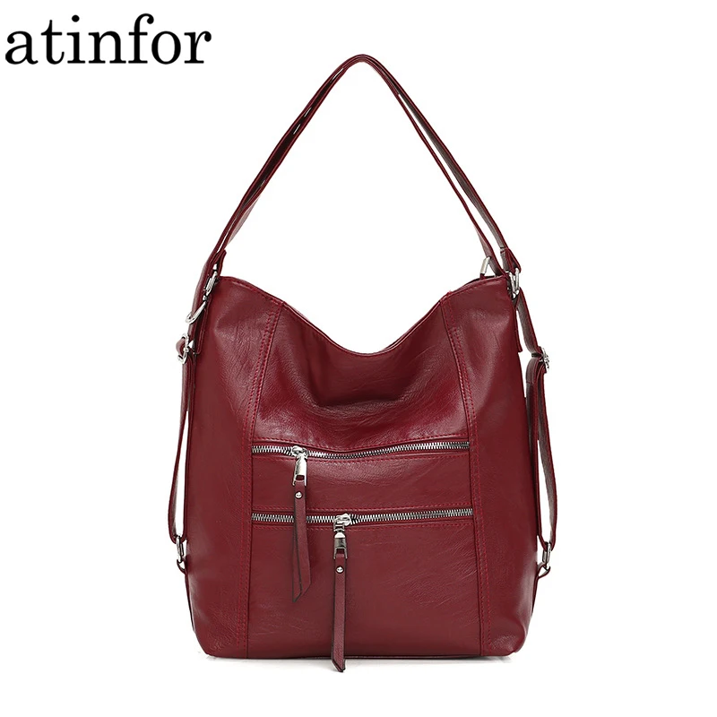 Бренд atinfor 2 в 1 PU кожаная сумка для покупок Женская высококачественная