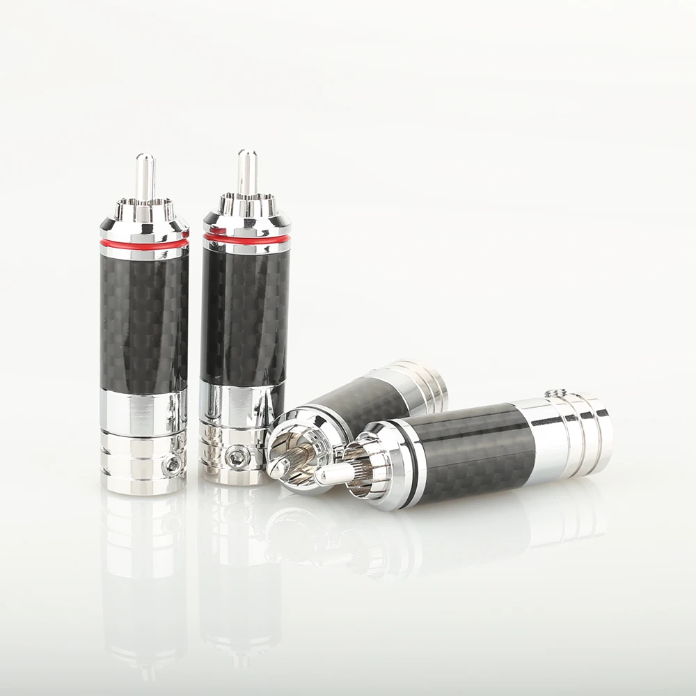 4 шт. разъём RCA из углеродного волокна с медным родиевым покрытием|rhodium plug|rca