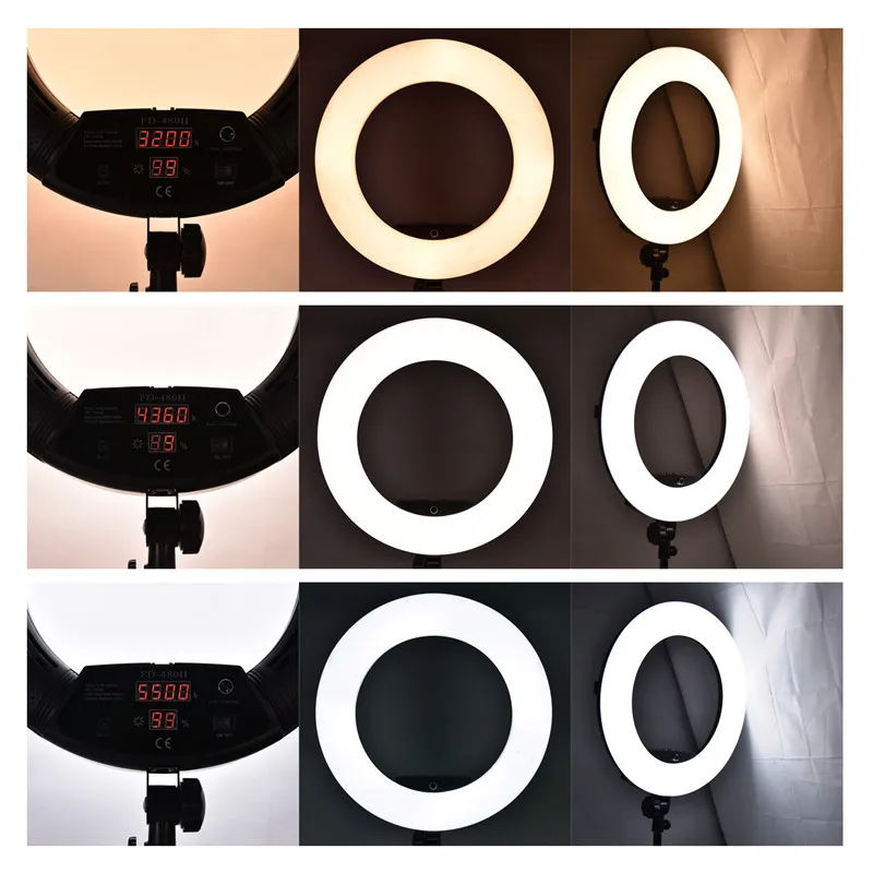  Yidoblo Black FD-480II LED Light Ring Kit Bi-color Selfie Ring Led Video Light Lamp With Light Stan - 32880624977