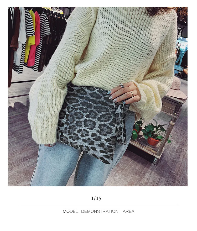 Casual Bags for Women Animal Print Leopard Clutch Female Fashion Design Leather Wallet Messenger Bag Ladies Elegant Handbag