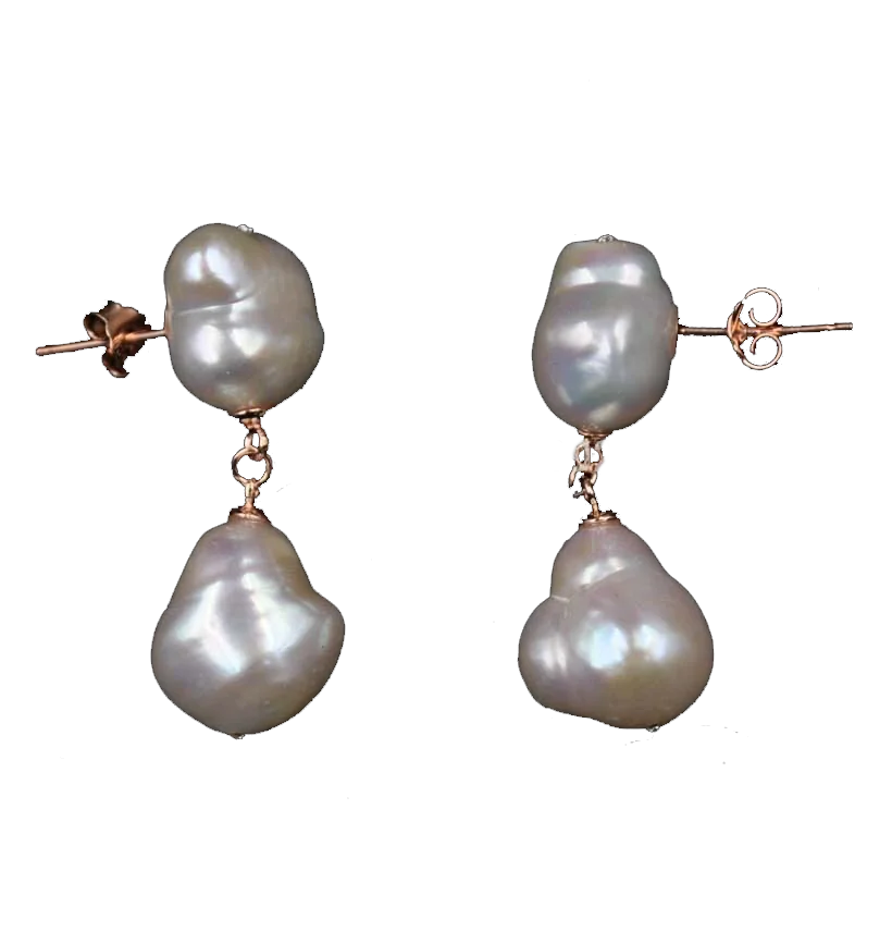 Серьги с пресноводным жемчугом 11 12 мм в стиле барокко розовое золото|pearl tiara|pearl