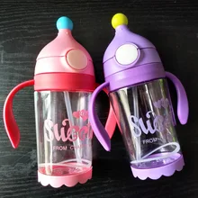 Мультяшная детская стеклянная чашка с присосками, Детская летняя герметичная чашка с ручкой, устойчивая к царапинам